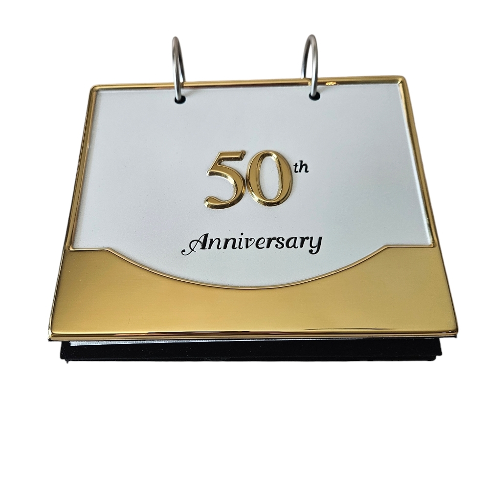 50th Anniversary Flip Easel Back Ringed Photo Album Gold Malden Internationl